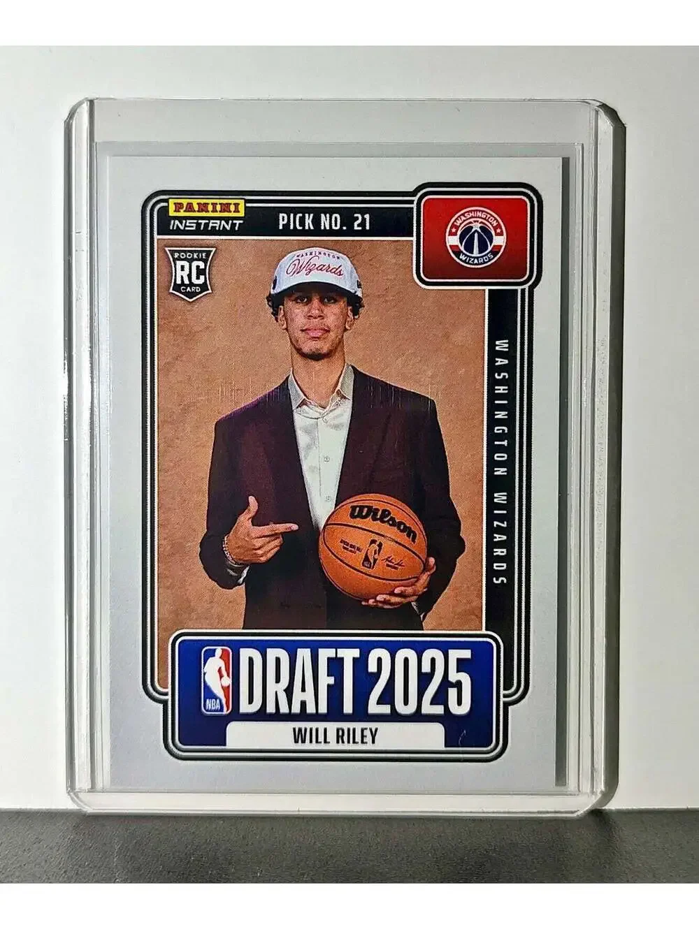Will Riley Rookie 2025-26 Panini NBA #21 Draft Night Card Washington Wizards